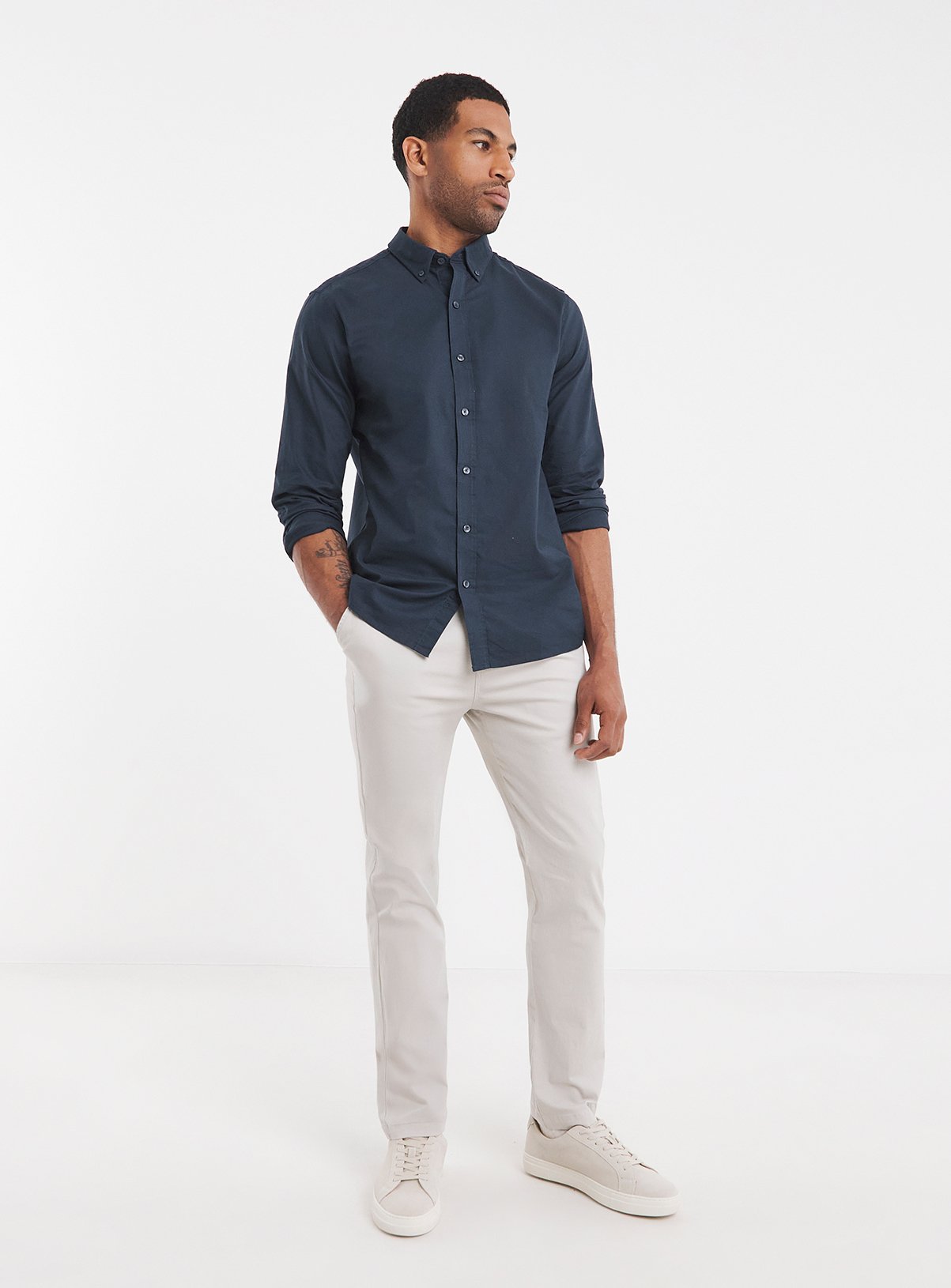 JACAMO Long Sleeve Oxford Shirt Regular Navy 3XL - Image 3 thumbnail