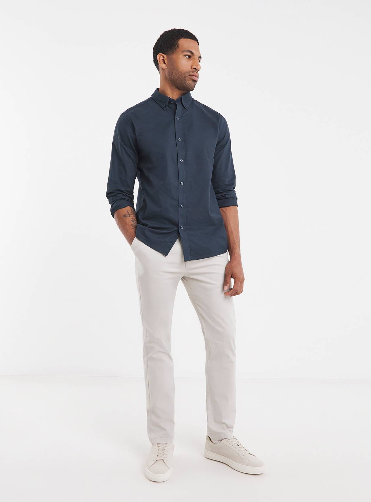 JACAMO Long Sleeve Oxford Shirt Regular Navy 3XL - Image 3
