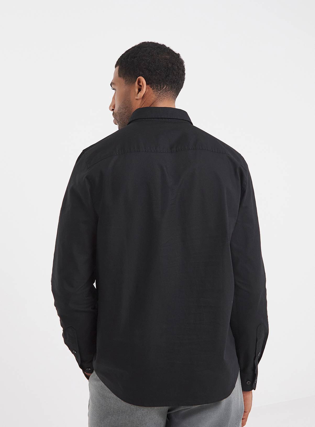 JACAMO Long Sleeve Oxford Shirt Regular Black L - Image 2