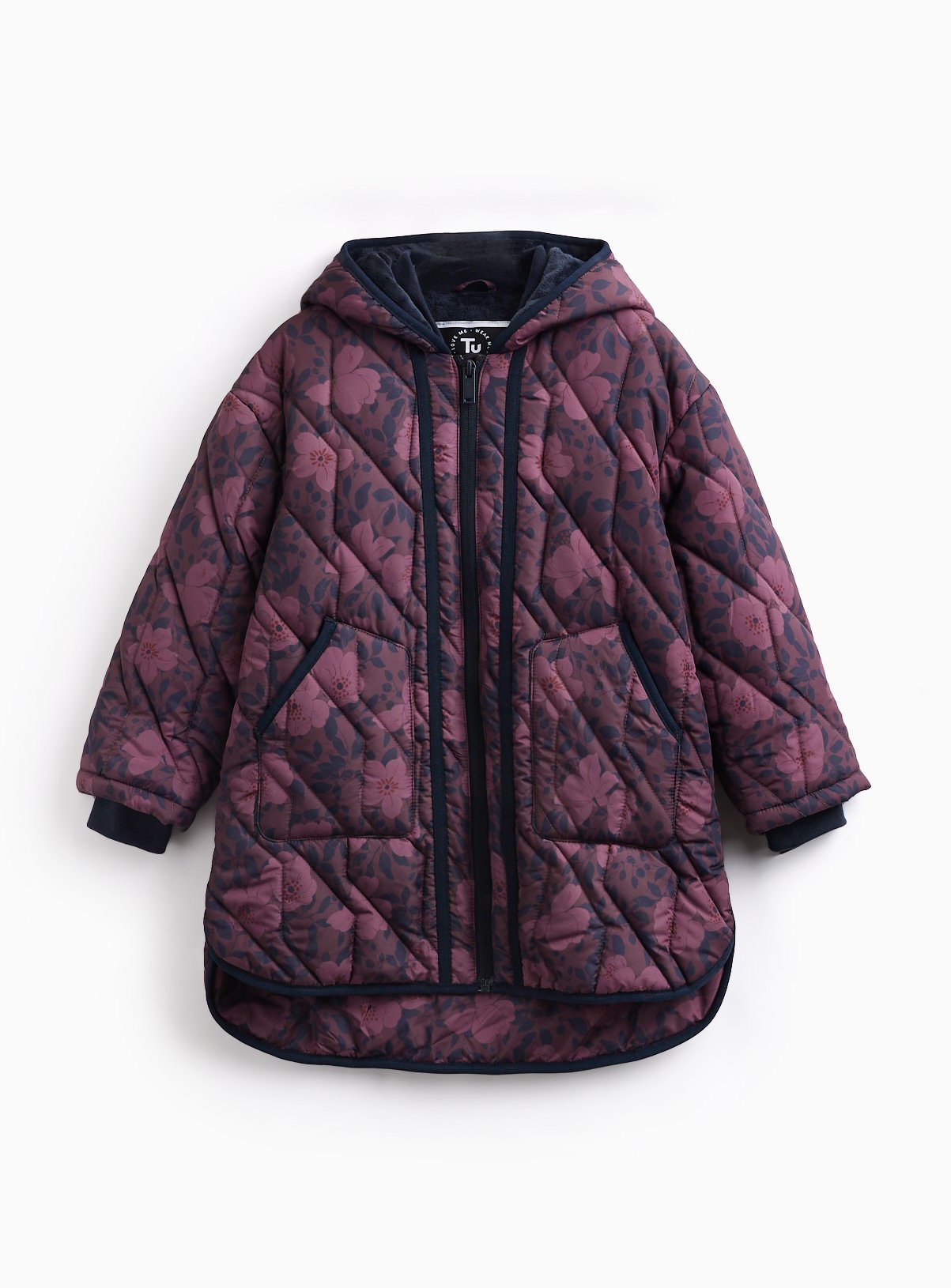Brown Floral Quilted Shower Resistant Jacket 7-8 years - Image 1 thumbnail