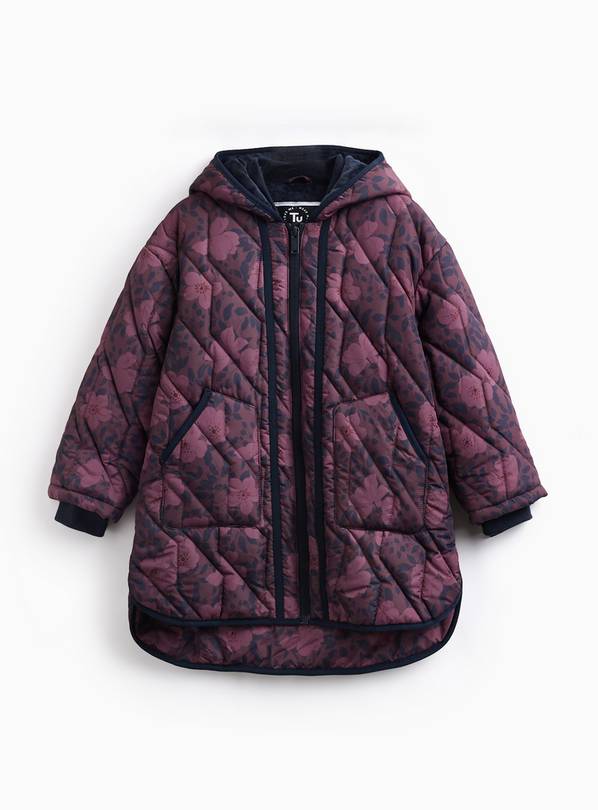 Brown Floral Quilted Shower Resistant Jacket 5-6 years
