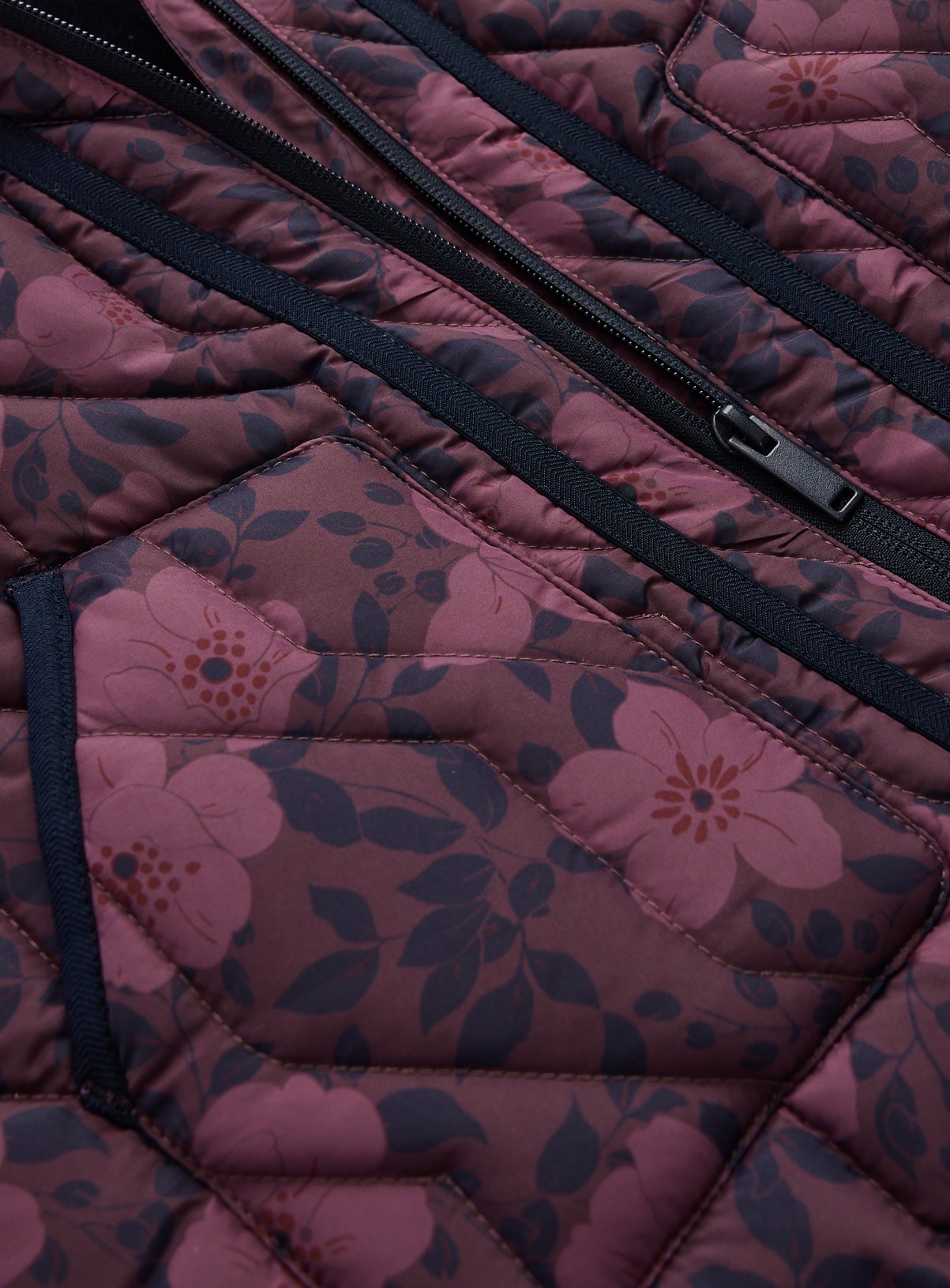 Brown Floral Quilted Shower Resistant Jacket 7-8 years - Image 3 thumbnail