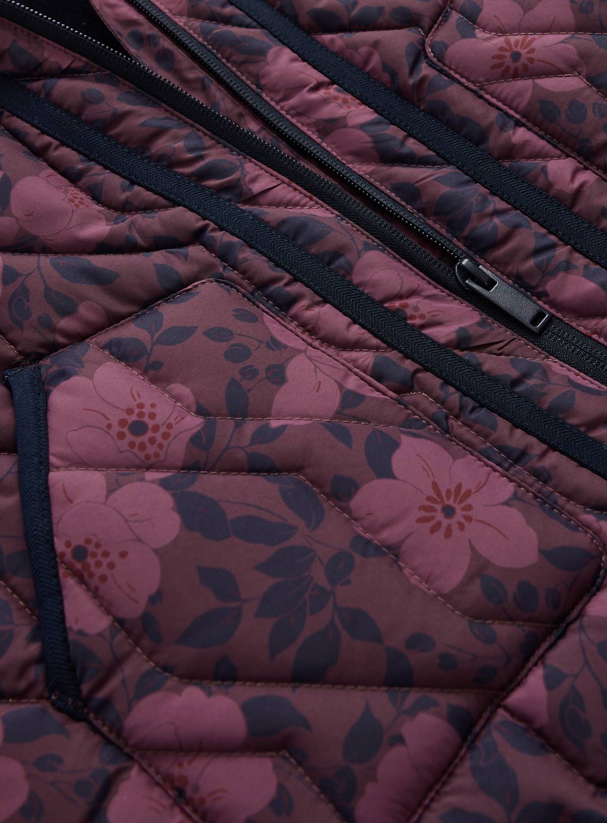 Brown Floral Quilted Shower Resistant Jacket 7-8 years - Image 3