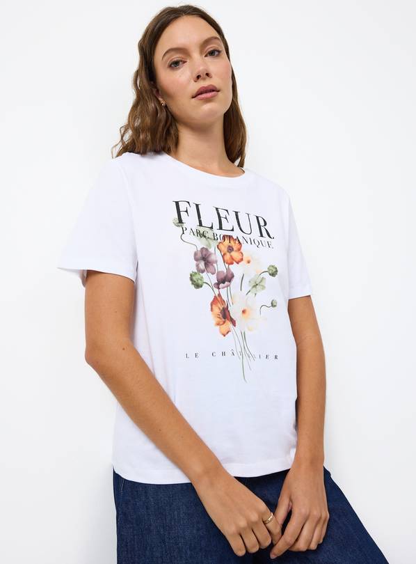 White Fleur Graphic T-Shirt 14
