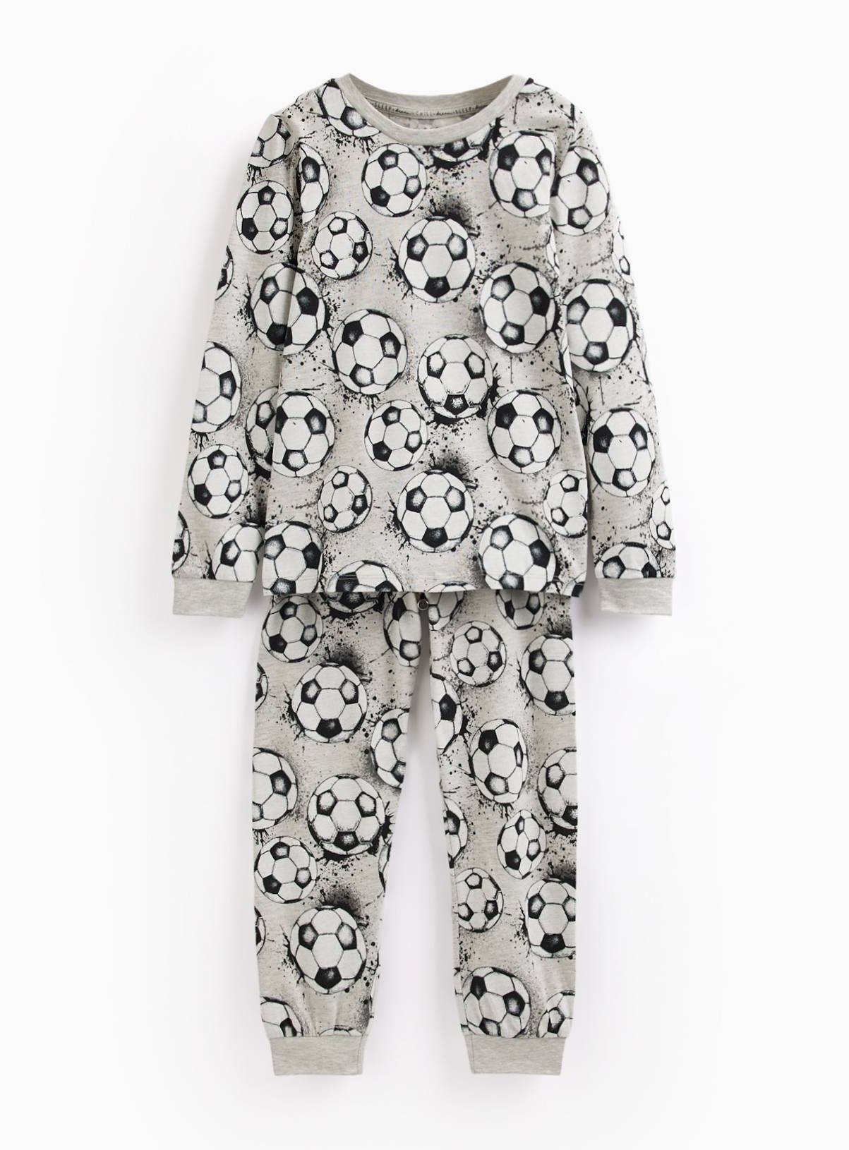 Grey Football Print Pyjamas 8-9 years - Image 1