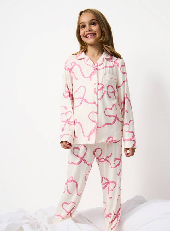 White Bow Print Traditional Pyjamas 4-5 years
