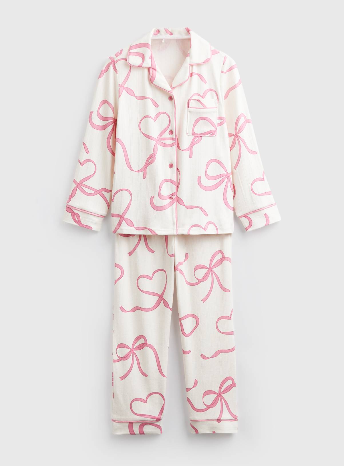 White Bow Print Traditional Pyjamas 4-5 years - Image 3