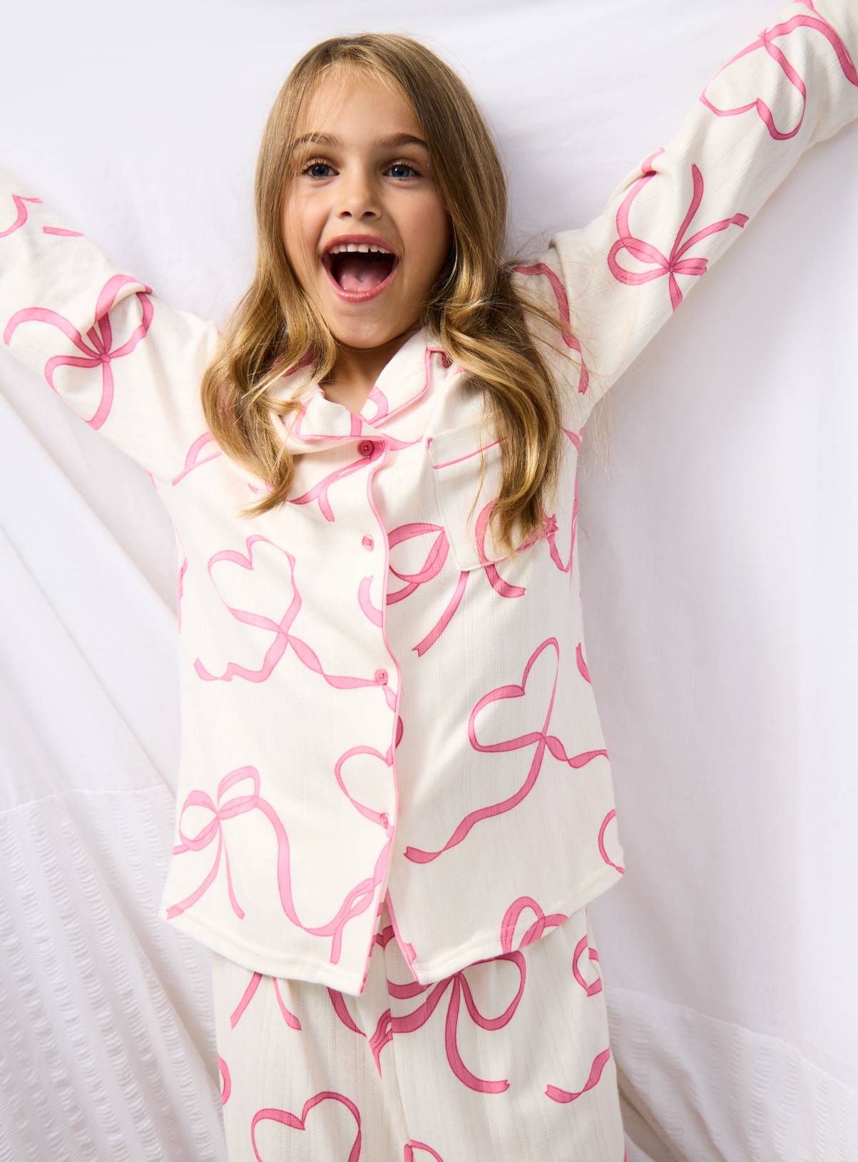 White Bow Print Traditional Pyjamas 11-12 years - Image 2