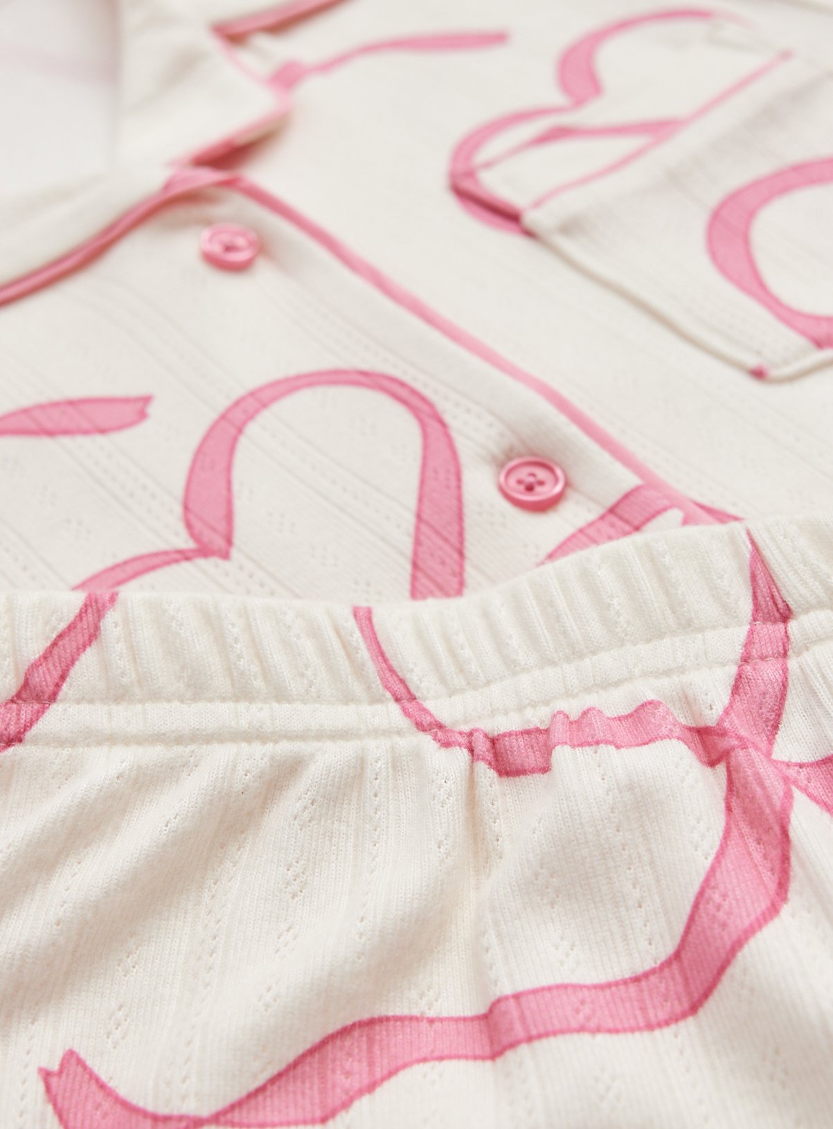 White Bow Print Traditional Pyjamas 11-12 years - Image 4 thumbnail