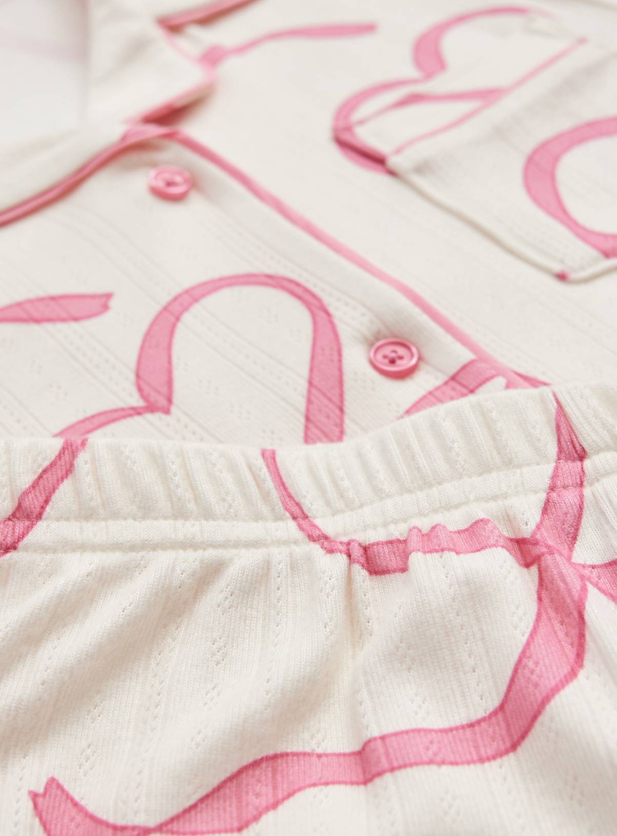 White Bow Print Traditional Pyjamas 11-12 years - Image 4