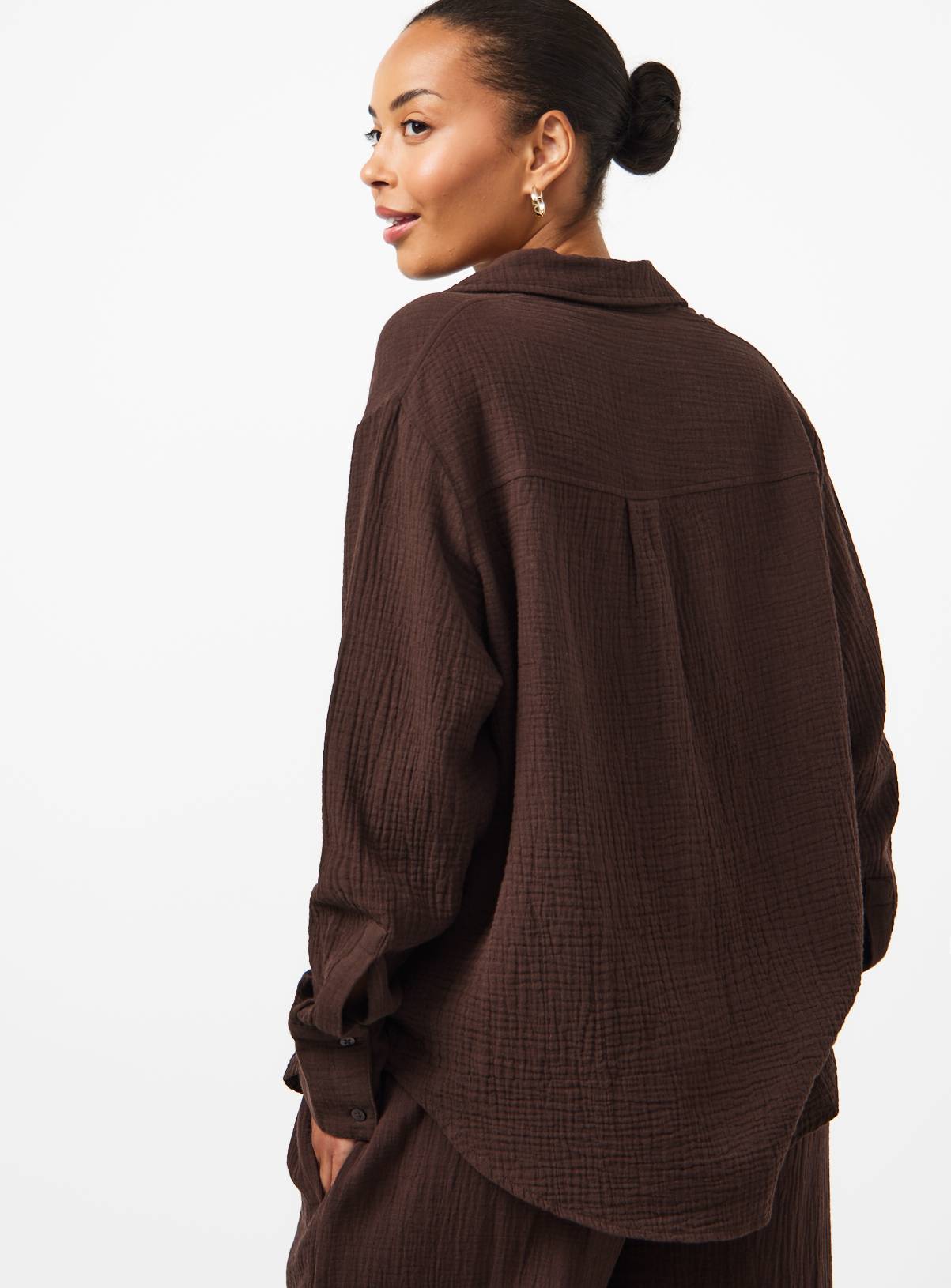 Brown Double Cloth Long Sleeve Shirt 18 - Image 4