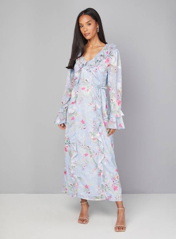 WALLIS Floral Ruffle Belted Midaxi Dress 14