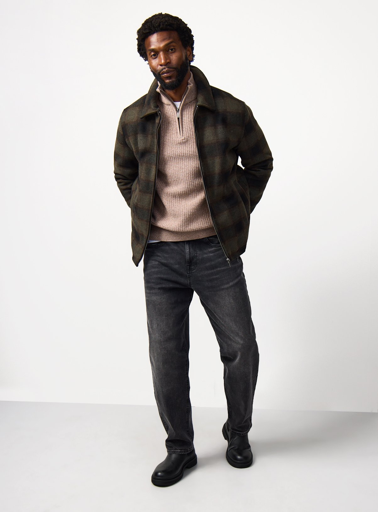 Khaki Check Print Brushed Shacket XXL - Image 2 thumbnail