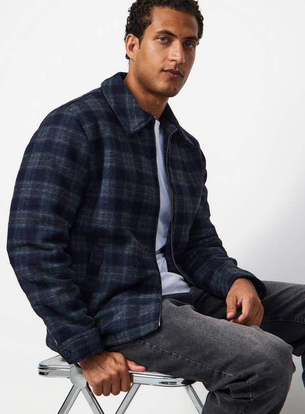 Blue Check Print Shacket S