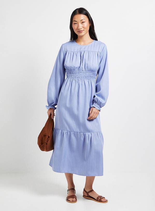 DOROTHY PERKINS Petite Shirred Bodice Tiered Stripe Midi Dress 6