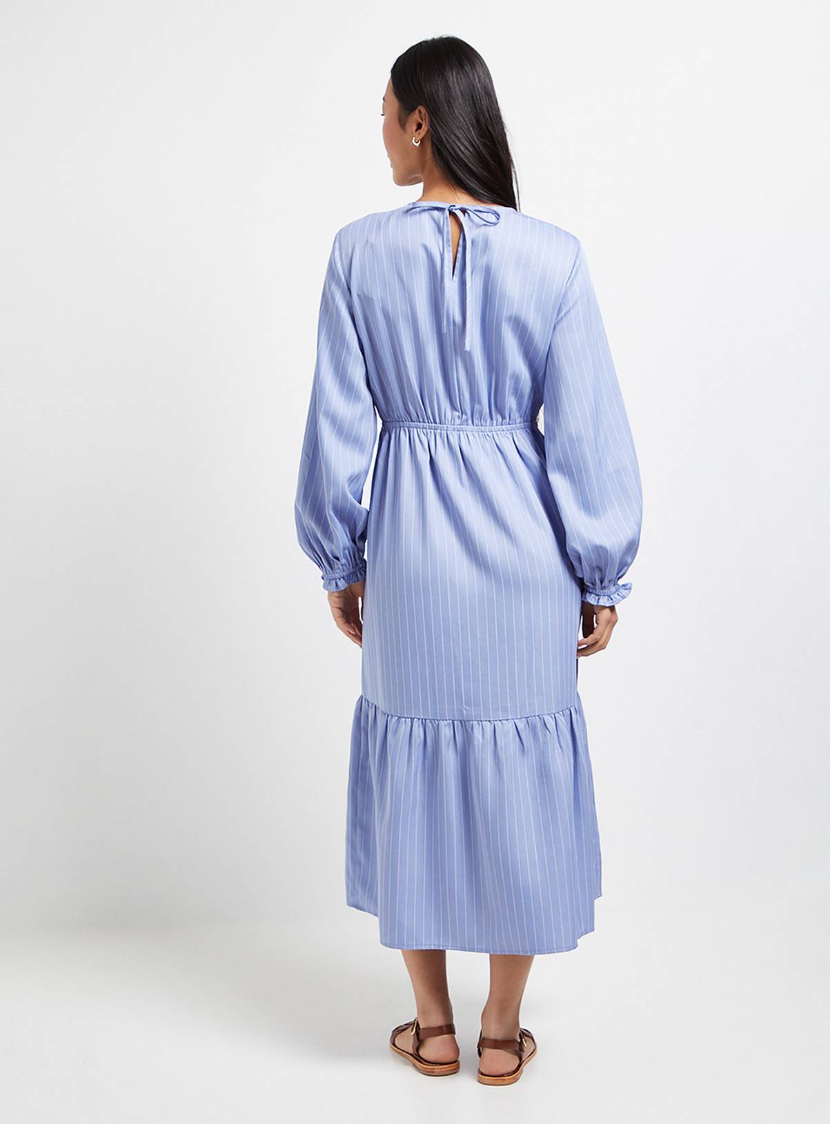 DOROTHY PERKINS Petite Shirred Bodice Tiered Stripe Midaxi Dress 6 - Image 3