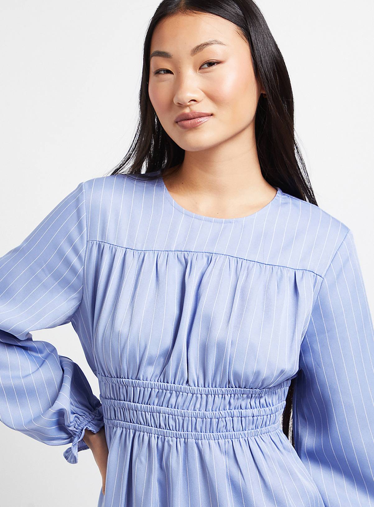 DOROTHY PERKINS Petite Shirred Bodice Tiered Stripe Midaxi Dress 6 - Image 4
