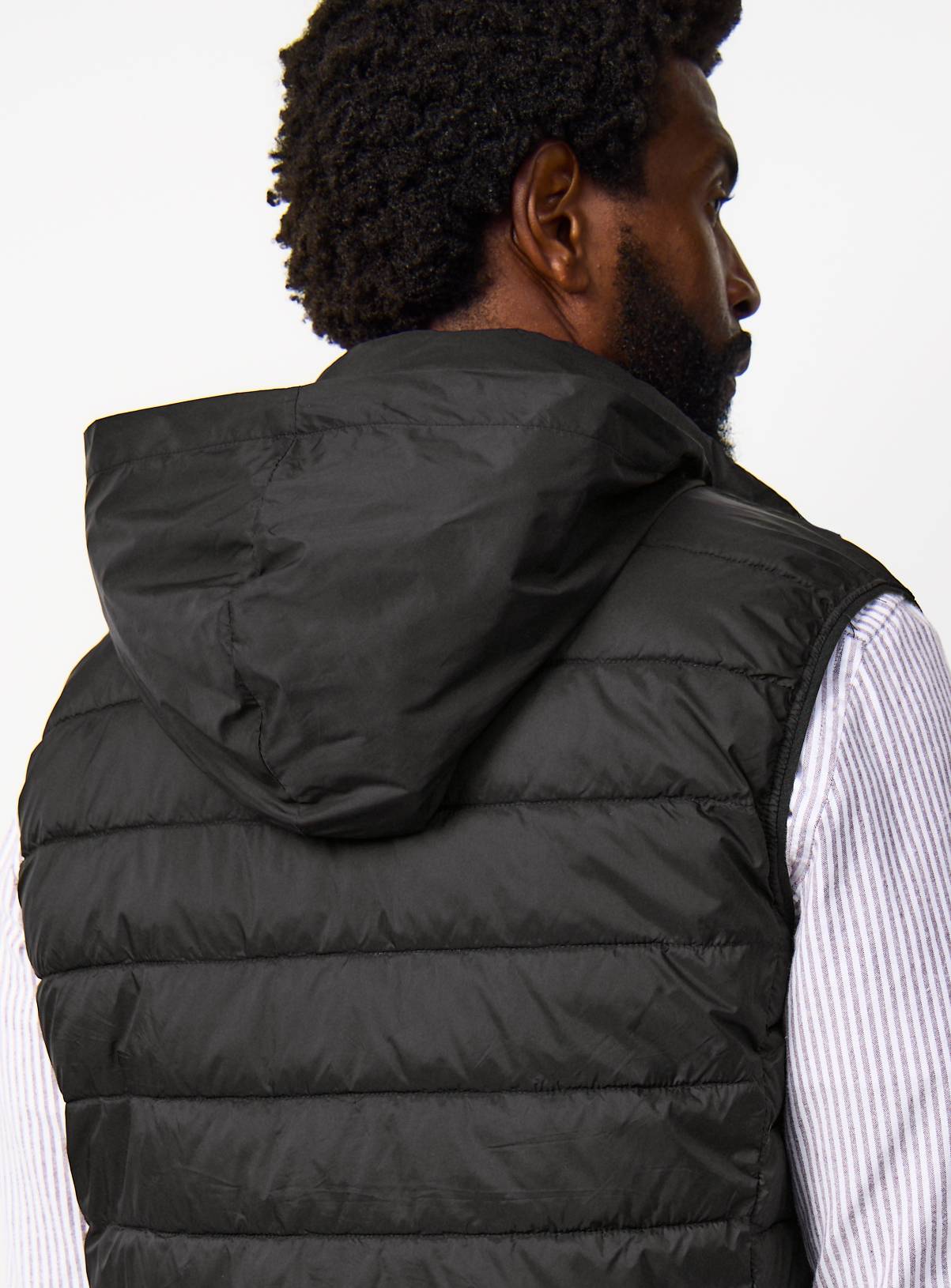 Black Padded Detachable Hood Gilet XXXL - Image 4