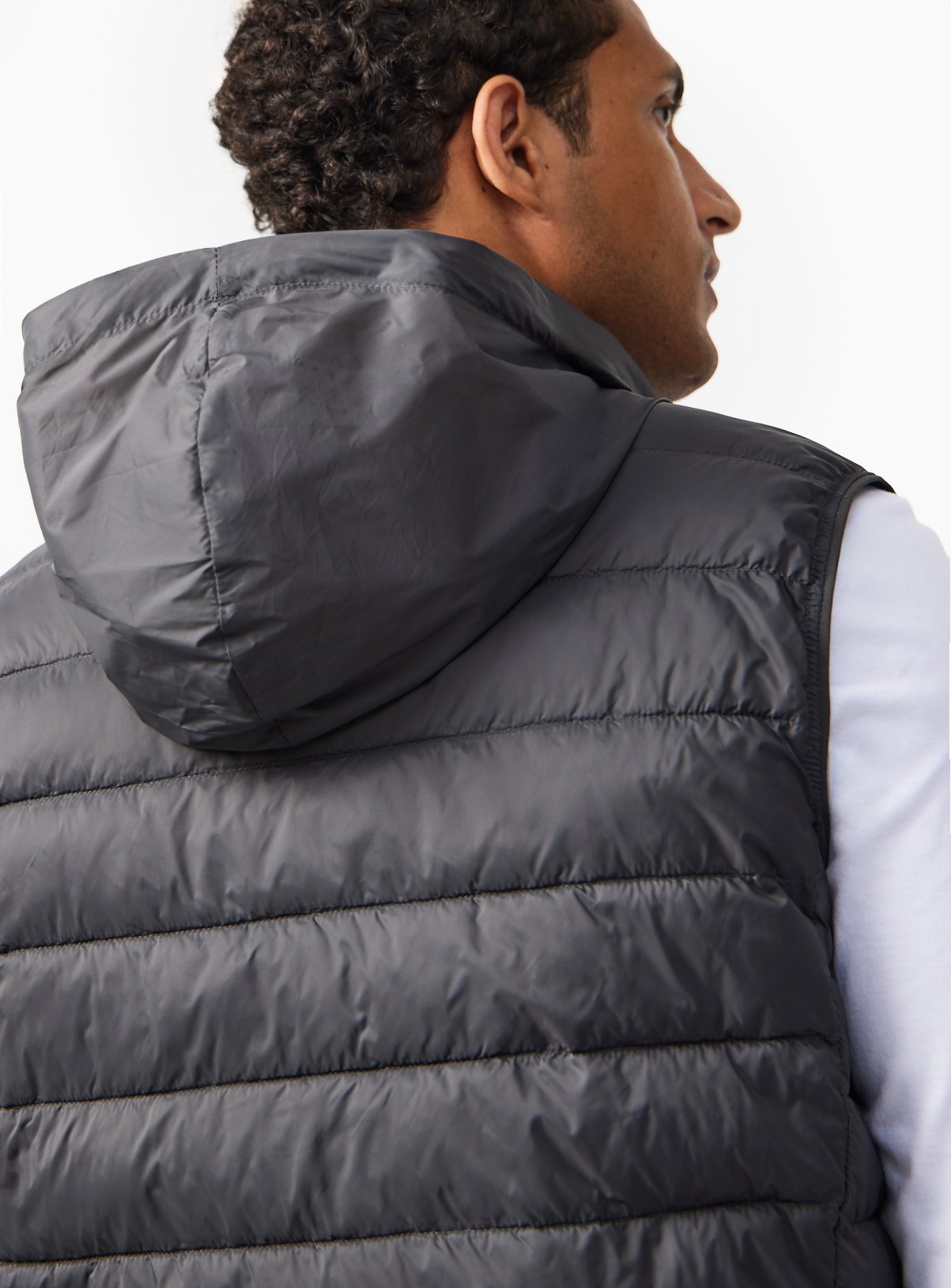 Charcoal Padded Detachable Hood Gilet XL - Image 4 thumbnail