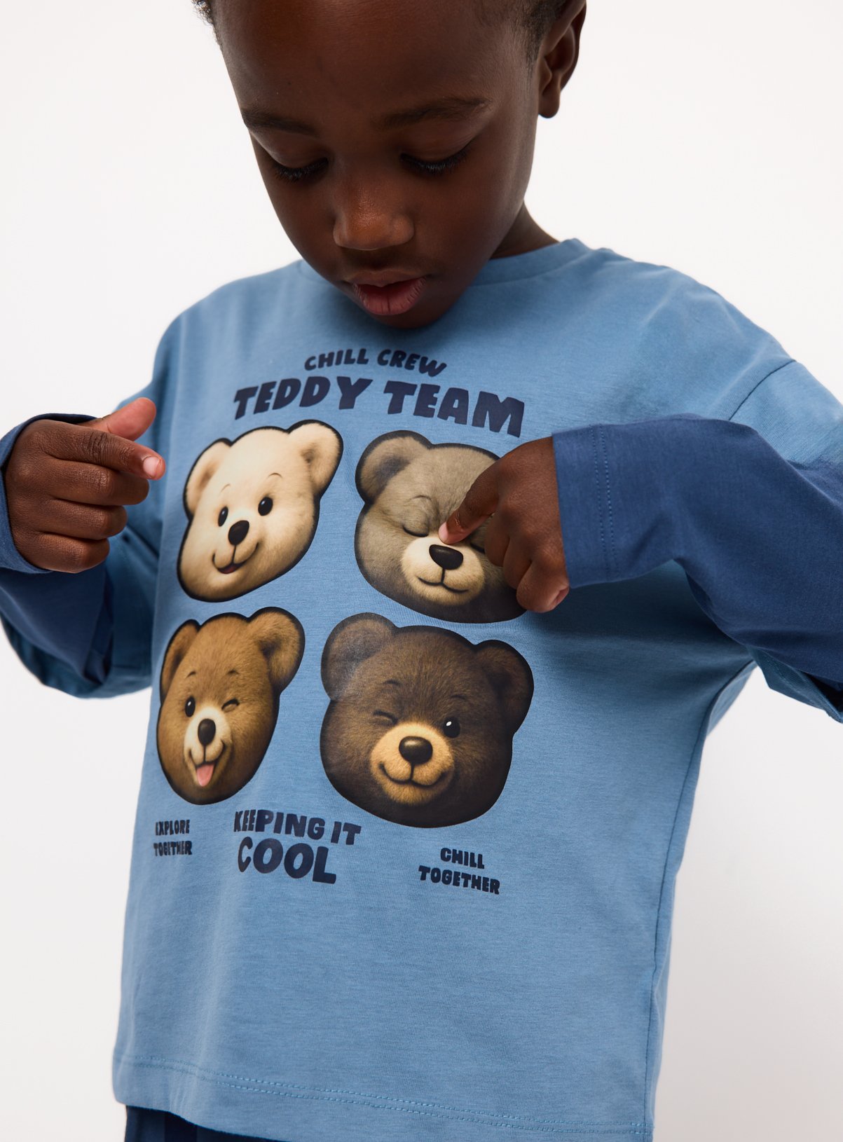 Blue Teddy Graphic Mock Layer Pyjamas 4-5 years - Image 2 thumbnail
