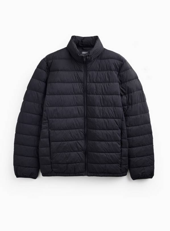 Black Quilted Hooded Puffer Jacket XL