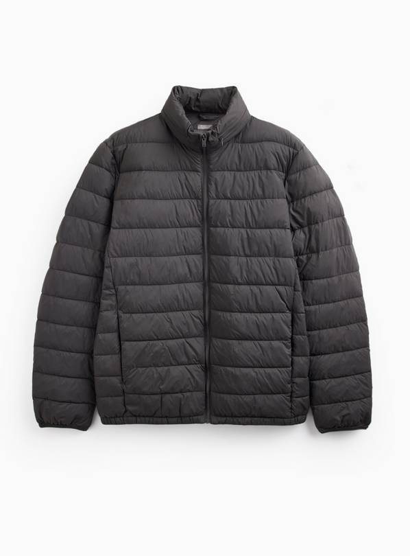 Charcoal Quilted Hooded Puffer Jacket L