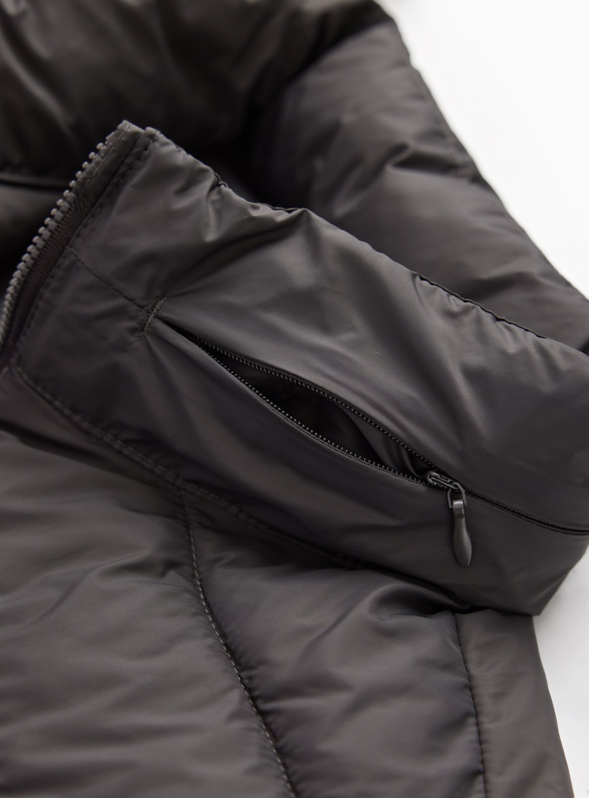 Charcoal Quilted Hooded Puffer Jacket XL - Image 2 thumbnail