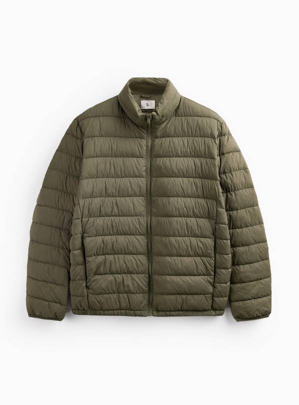Khaki Quilted Hooded Puffer Jacket M
