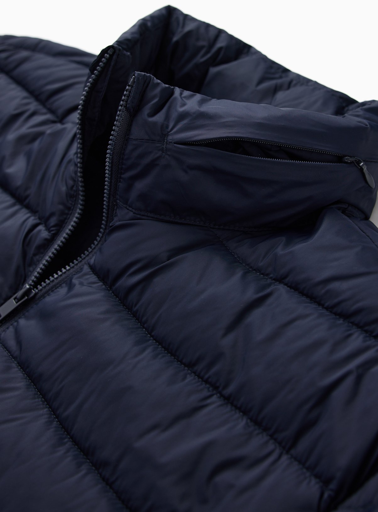 Navy Quilted Hooded Puffer Jacket L - Image 2 thumbnail