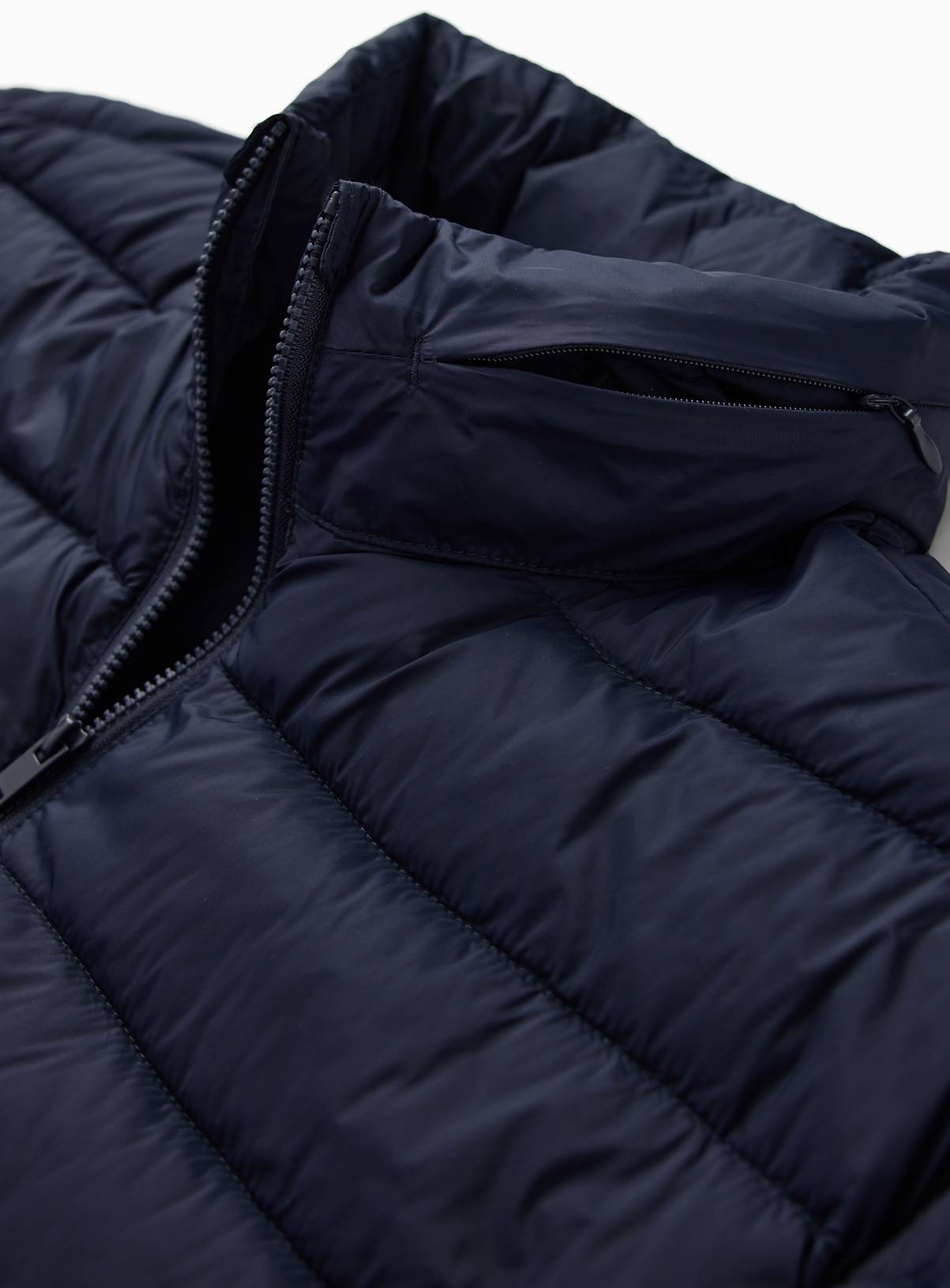 Navy Quilted Hooded Puffer Jacket L - Image 2