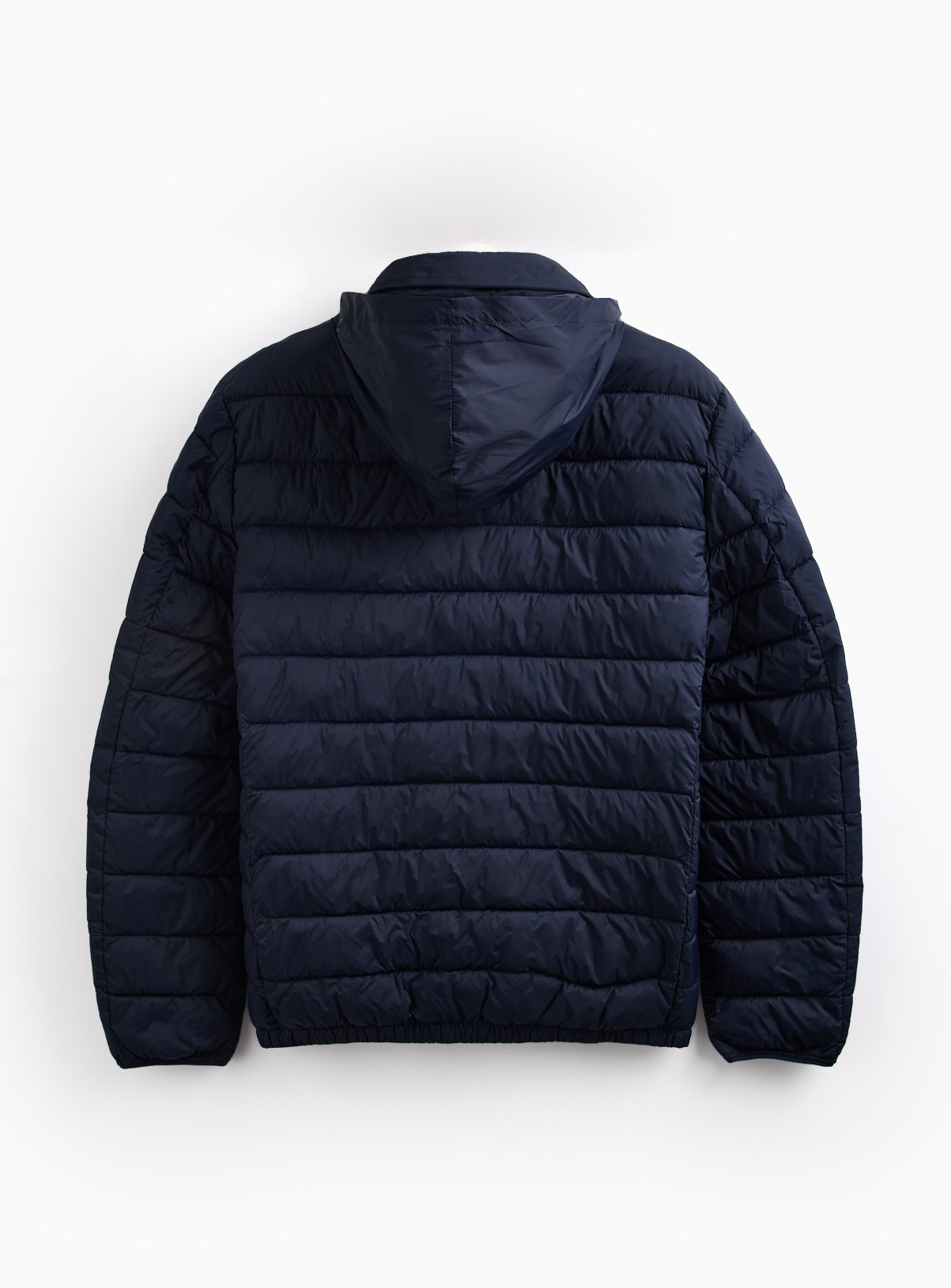 Navy Quilted Hooded Puffer Jacket L - Image 3 thumbnail