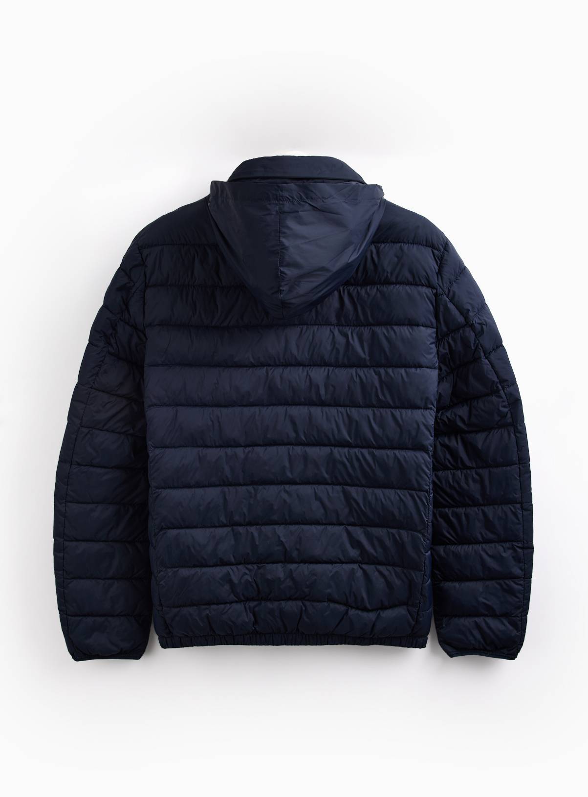 Navy Quilted Hooded Puffer Jacket L - Image 3