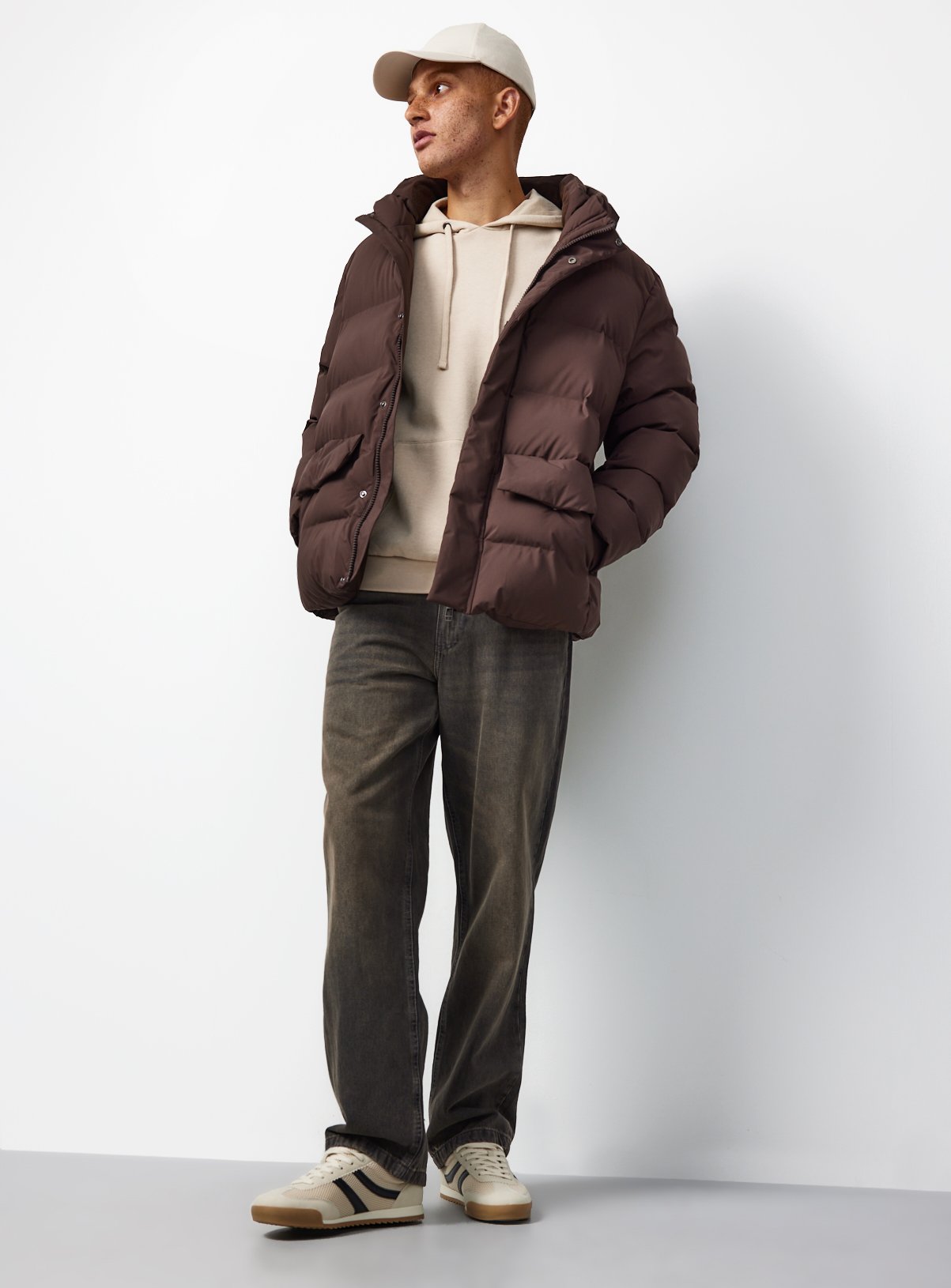 Brown Heavy Padded Hooded Puffer Jacket XXL - Image 2 thumbnail