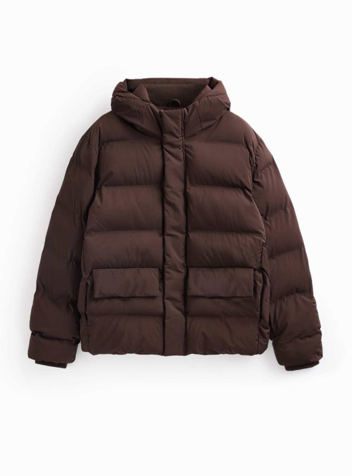 Brown Heavy Padded Hooded Puffer Jacket XXL - Image 3