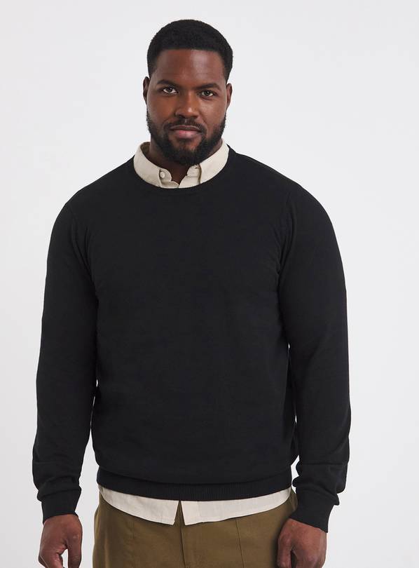 JACAMO Cotton Crew Neck Jumper Black 1XL