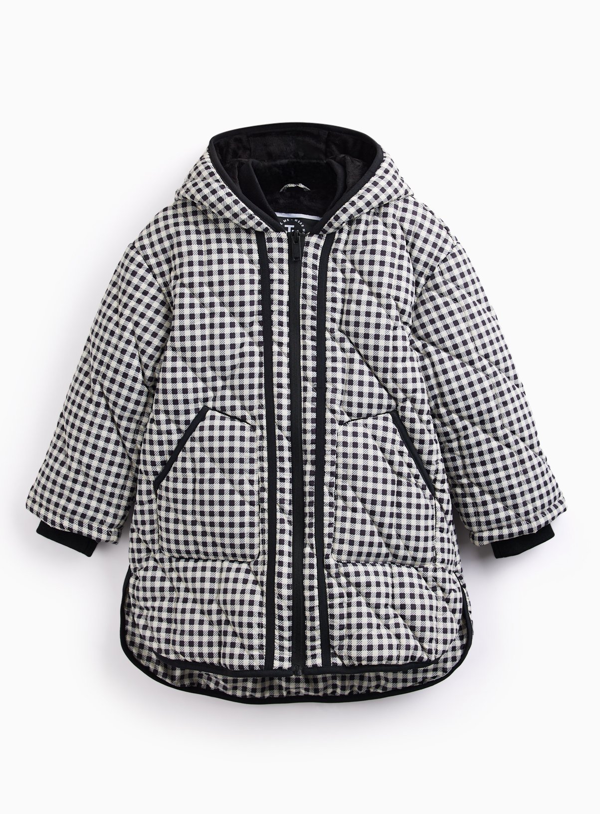 Black & White Gingham Quilted Shower Resistant Jacket 7-8 years - Image 1 thumbnail