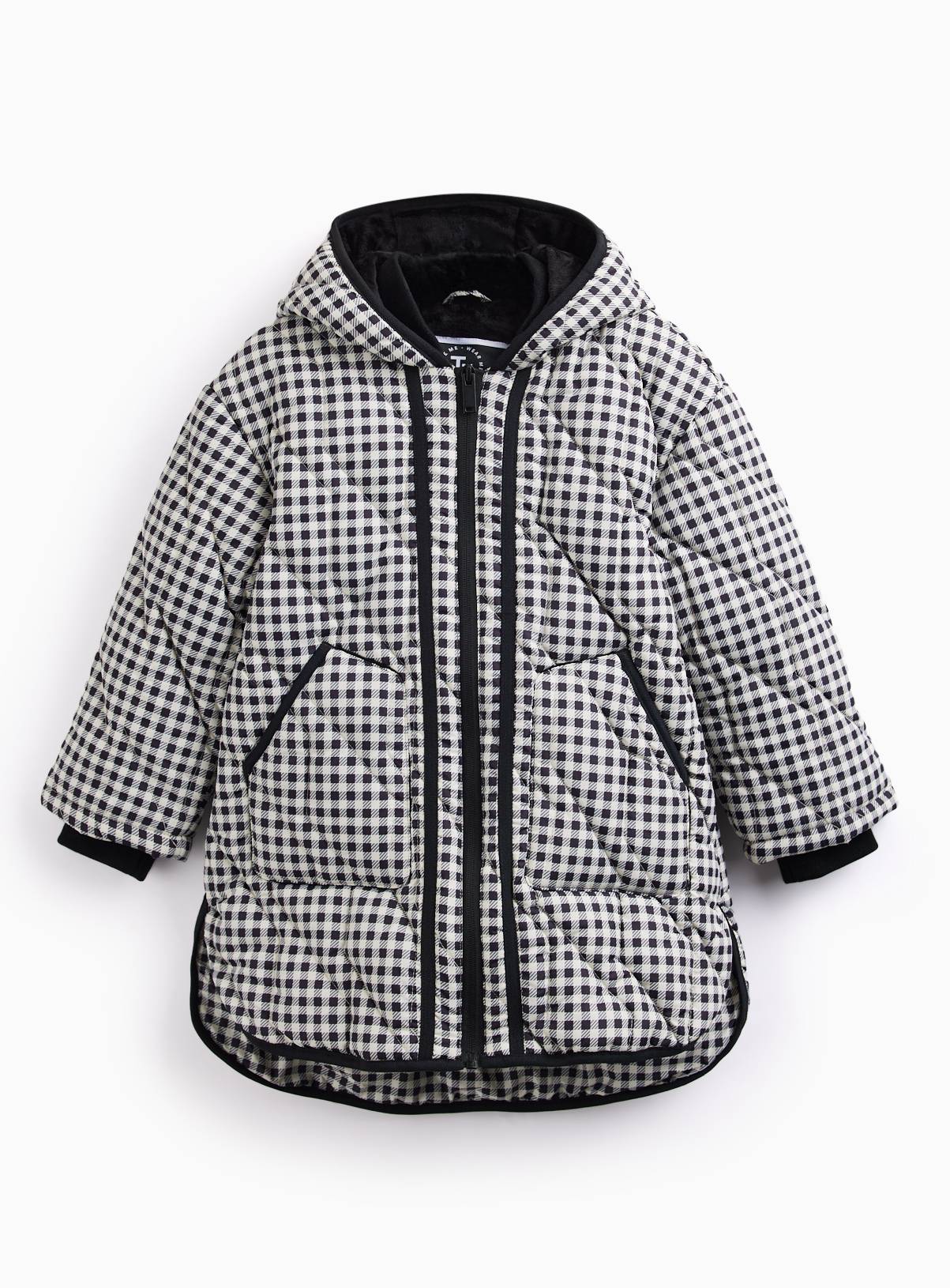 Black & White Gingham Quilted Shower Resistant Jacket 7-8 years - Image 1