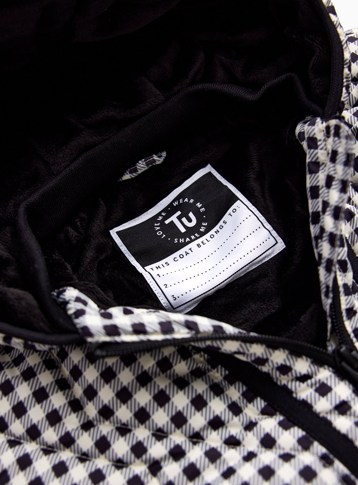 Black & White Gingham Quilted Shower Resistant Jacket 7-8 years - Image 2 thumbnail