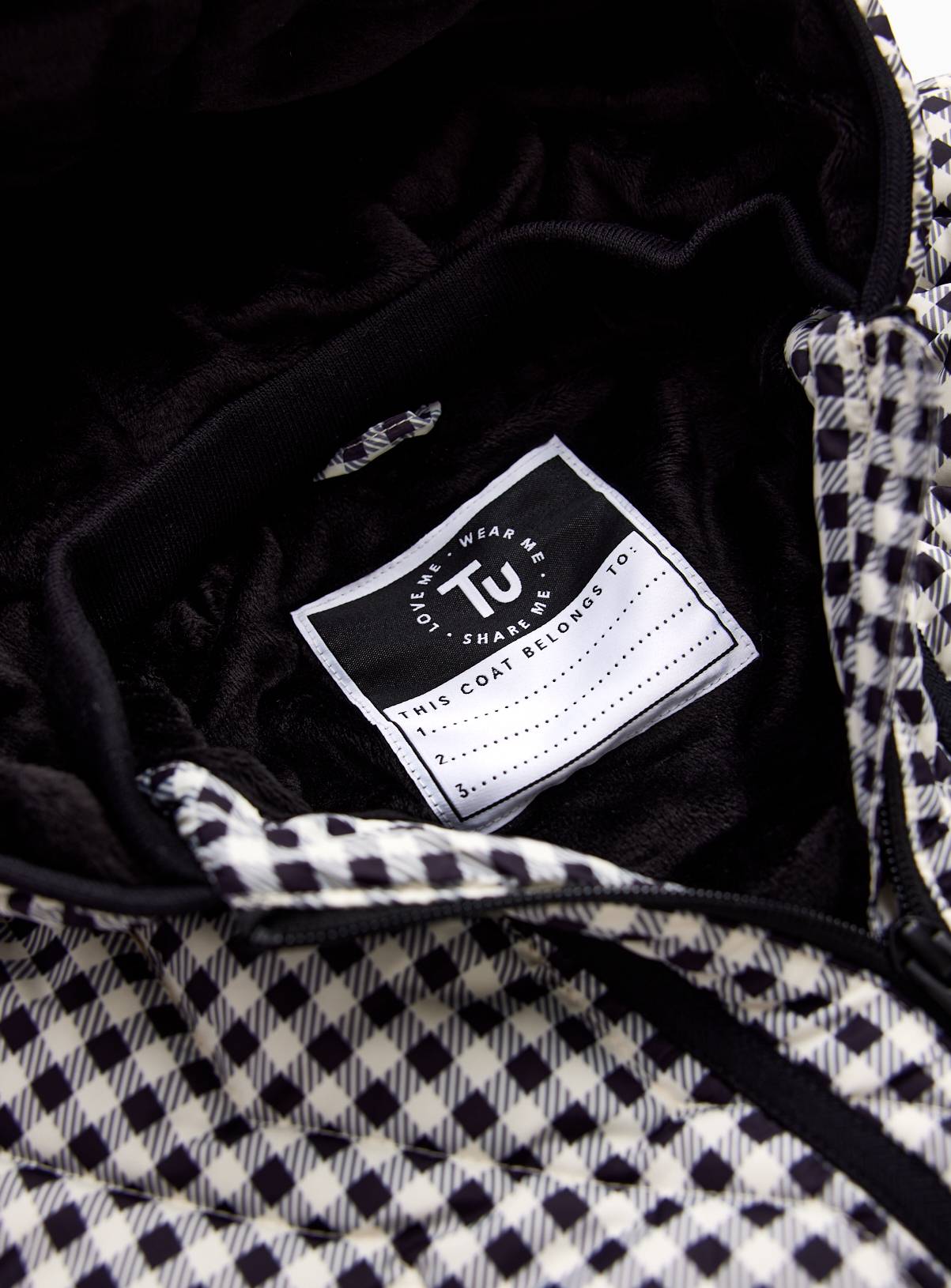 Black & White Gingham Quilted Shower Resistant Jacket 7-8 years - Image 2