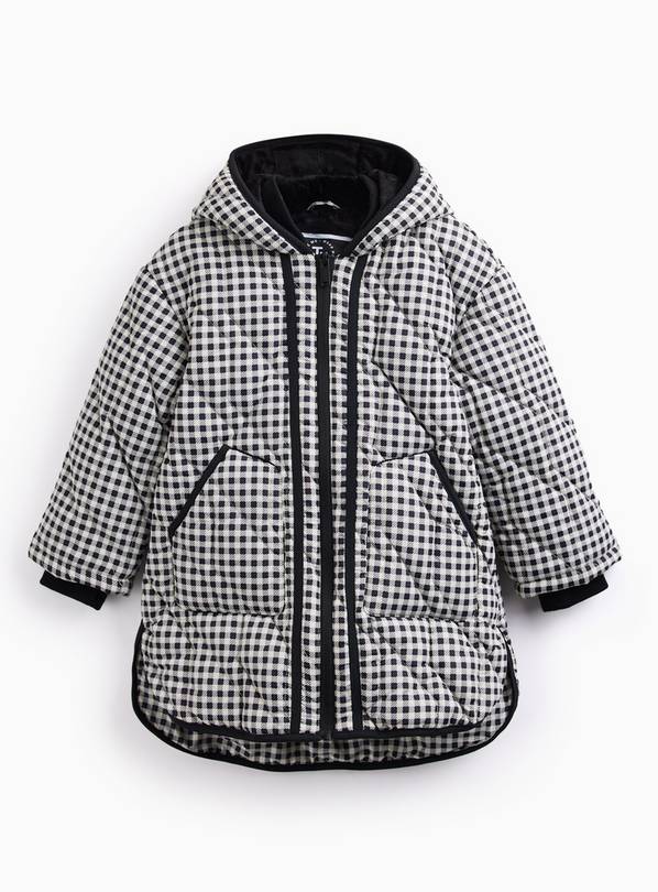 Black & White Gingham Quilted Shower Resistant Jacket 7-8 years