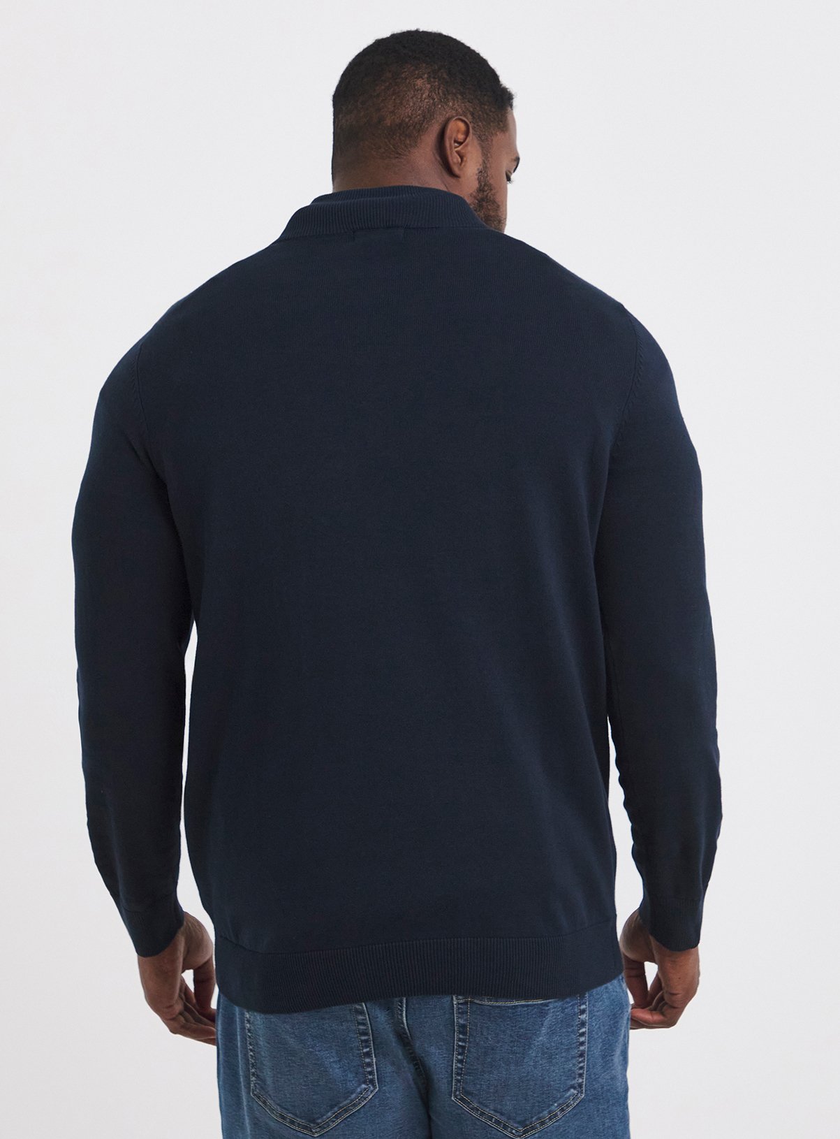 JACAMO Cotton 1/4 Zip Funnel Neck Knit Top Navy 2XL - Image 2 thumbnail