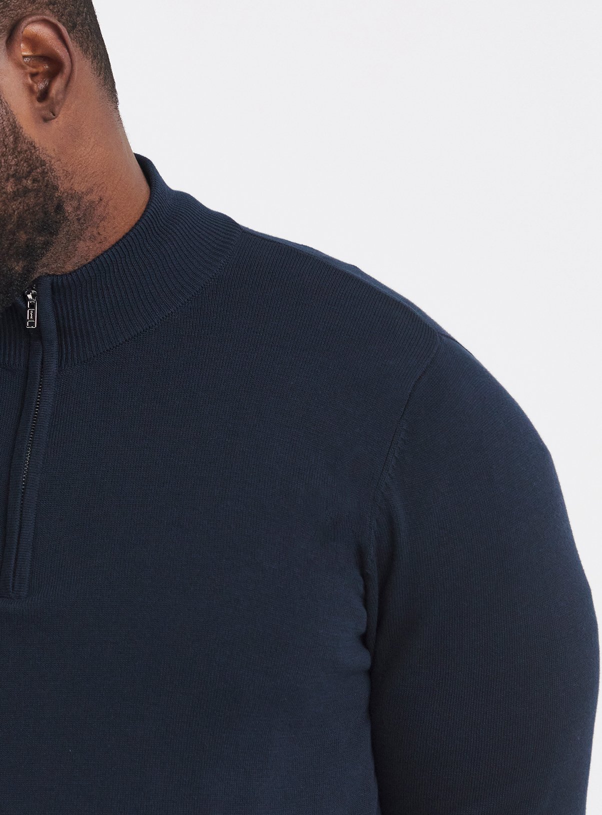 JACAMO Cotton 1/4 Zip Funnel Neck Knit Top Navy 2XL - Image 4 thumbnail