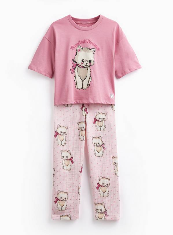 Pink Cat Print Pyjamas 2-3 years