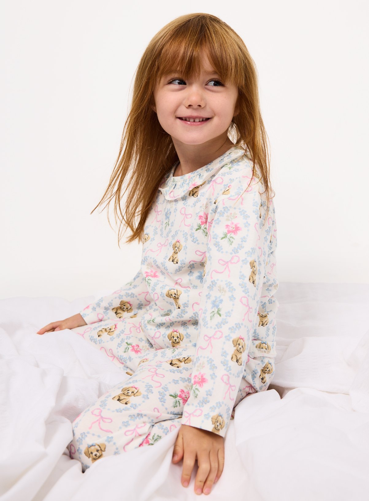 White Dog Print Frill Collar Pyjamas 3-4 years - Image 2 thumbnail