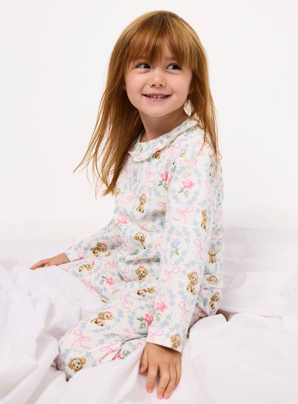 White Dog Print Frill Collar Pyjamas 3-4 years - Image 2