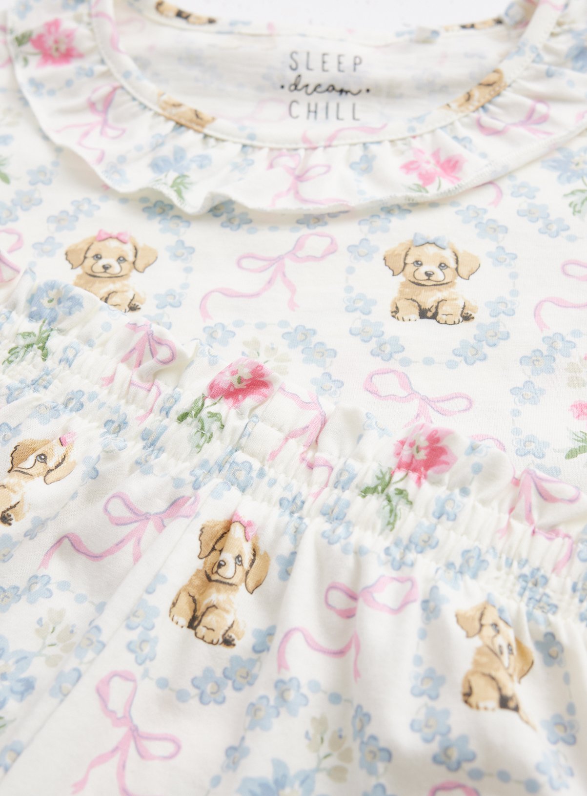 White Dog Print Frill Collar Pyjamas 3-4 years - Image 4 thumbnail
