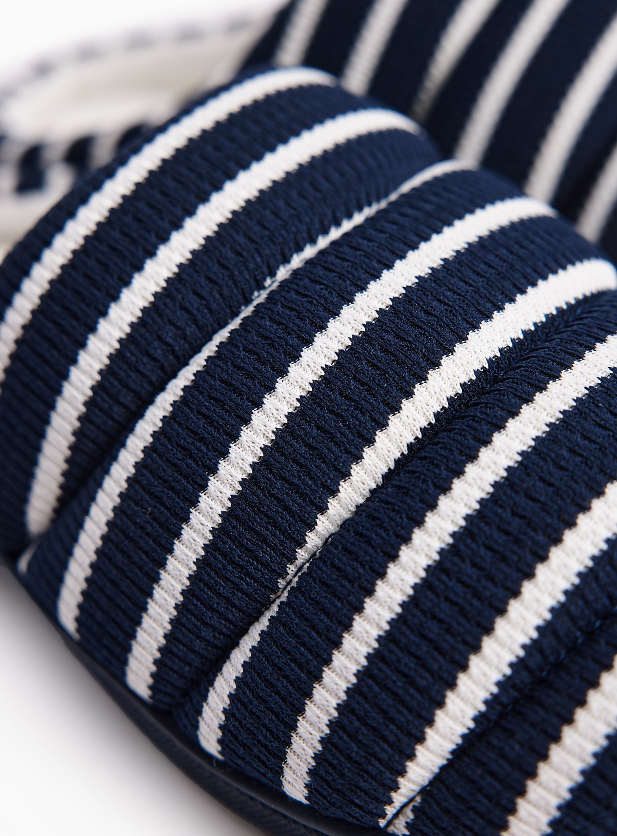 Navy Stripe Print Quilted Cupsole Mule Slippers S - Image 2 thumbnail