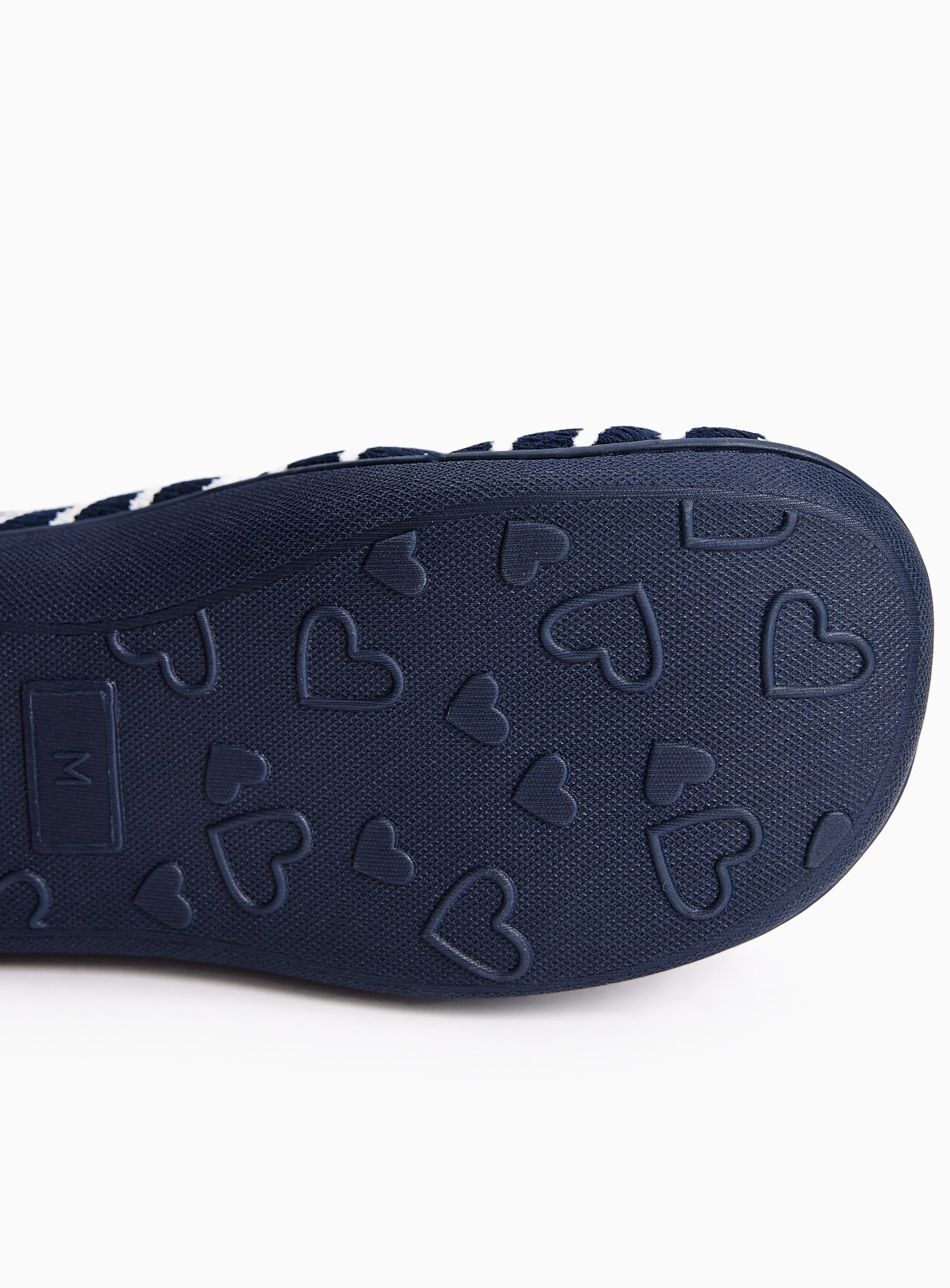 Navy Stripe Print Quilted Cupsole Mule Slippers S - Image 3 thumbnail