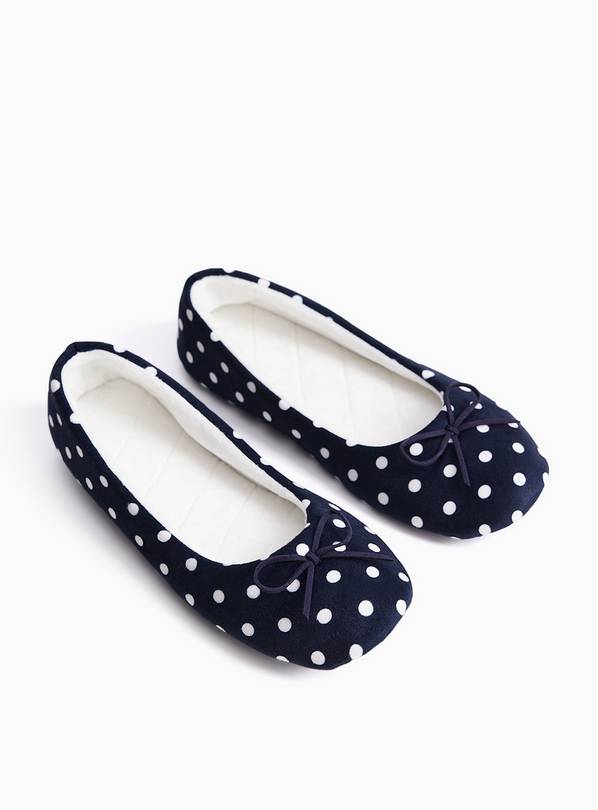 Navy Spot Ballerina Slippers 6