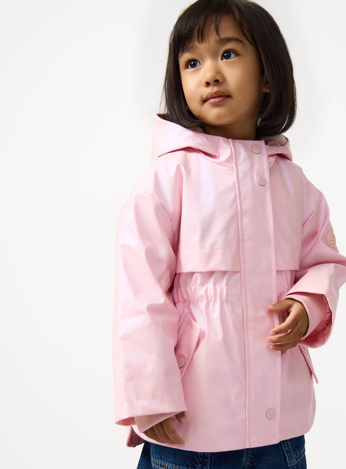 Pink Pearlised Faux Fur Lined Rubber Mac  7-8 years - Image 2